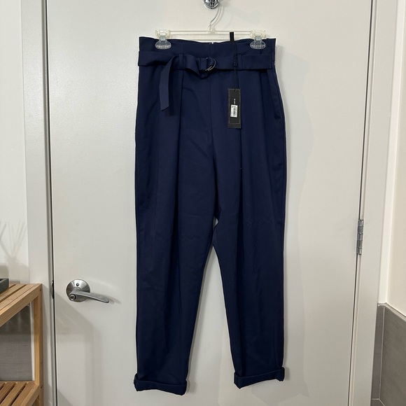 BCBG Navy Work Pants with Belt - Picture 3 of 6